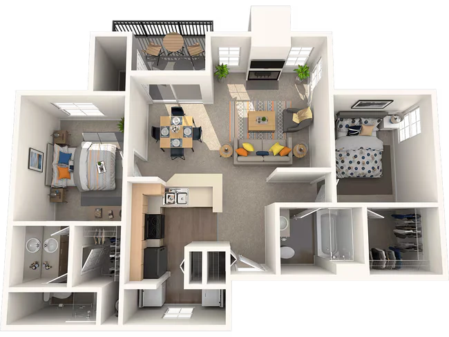 Two Bedroom Two Bath (Plan C) 06-118 floor plan